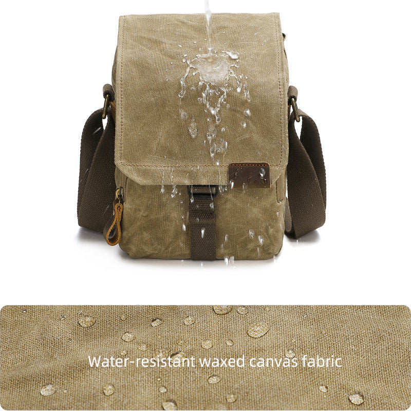 Vintage Canvas Compact Sling Camera Bag Water-Resistant Shoulder Bag