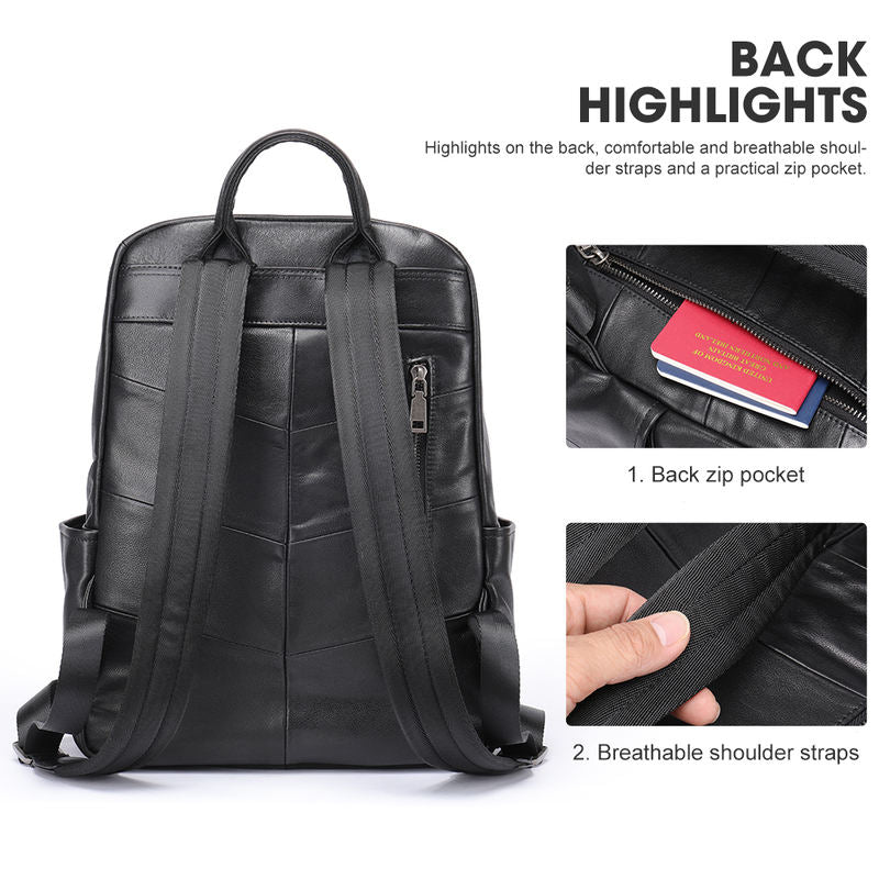 Fashion Genuine Leather Daily Laptop Backpack
