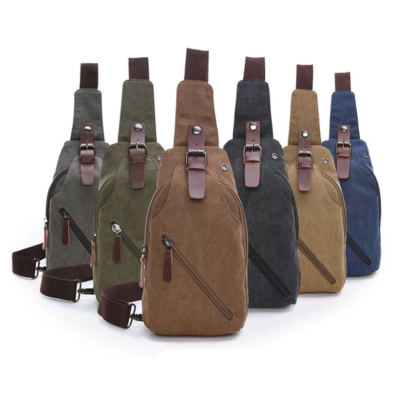 Vintage Canvas Men's Single Shoulder Bag Crossbody Sling Chest Pack