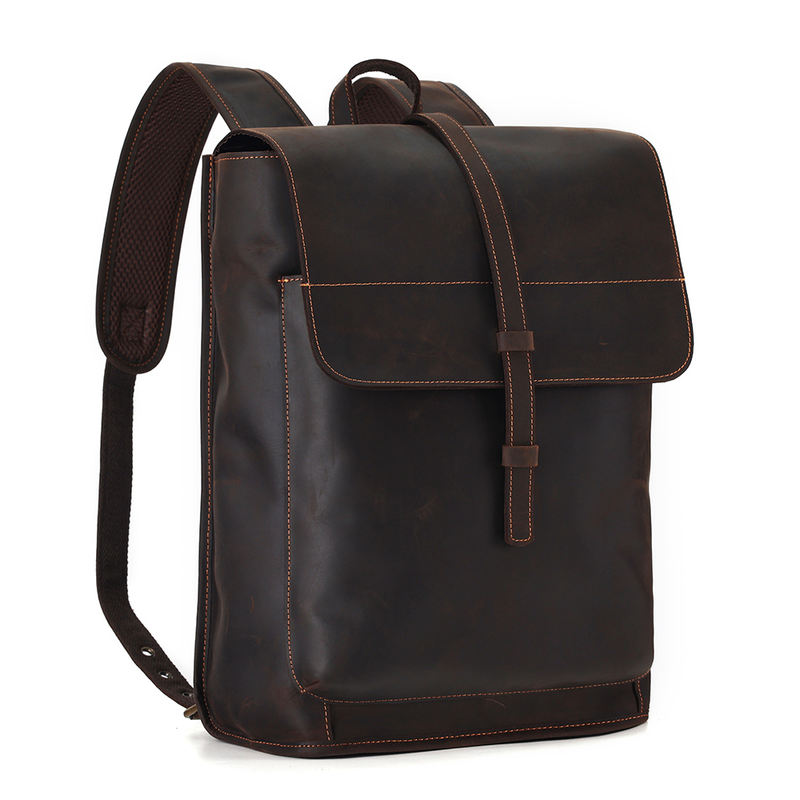 Vintage Genuine Crazy Horse Leather Laptop Backpack