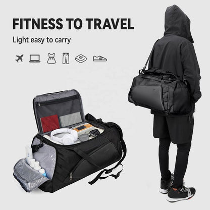 Fitness Travel Duffel Bag with Shoe Compartment Wet Pocket