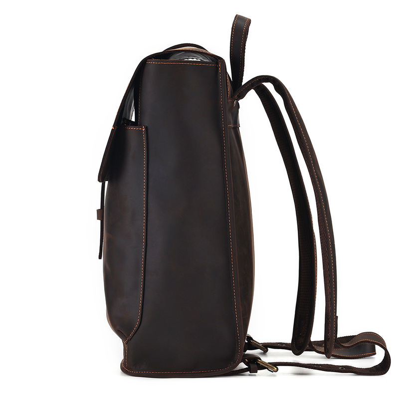 Vintage Genuine Crazy Horse Leather Laptop Backpack