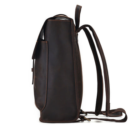 Vintage Genuine Crazy Horse Leather Laptop Backpack