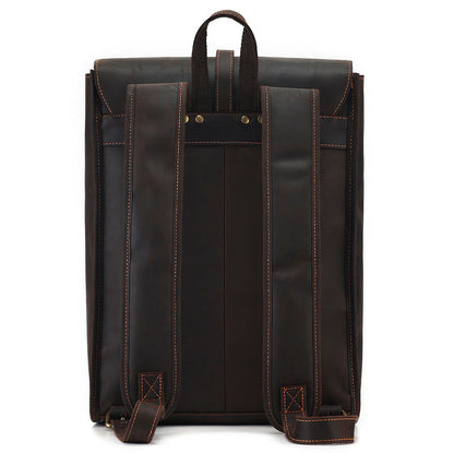 Vintage Genuine Crazy Horse Leather Laptop Backpack
