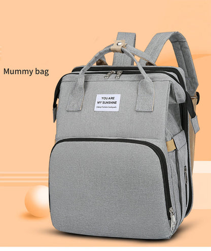 Fashion Baby Diaper Bag Bed Portable Foldable Multi-function Mummy Backpack