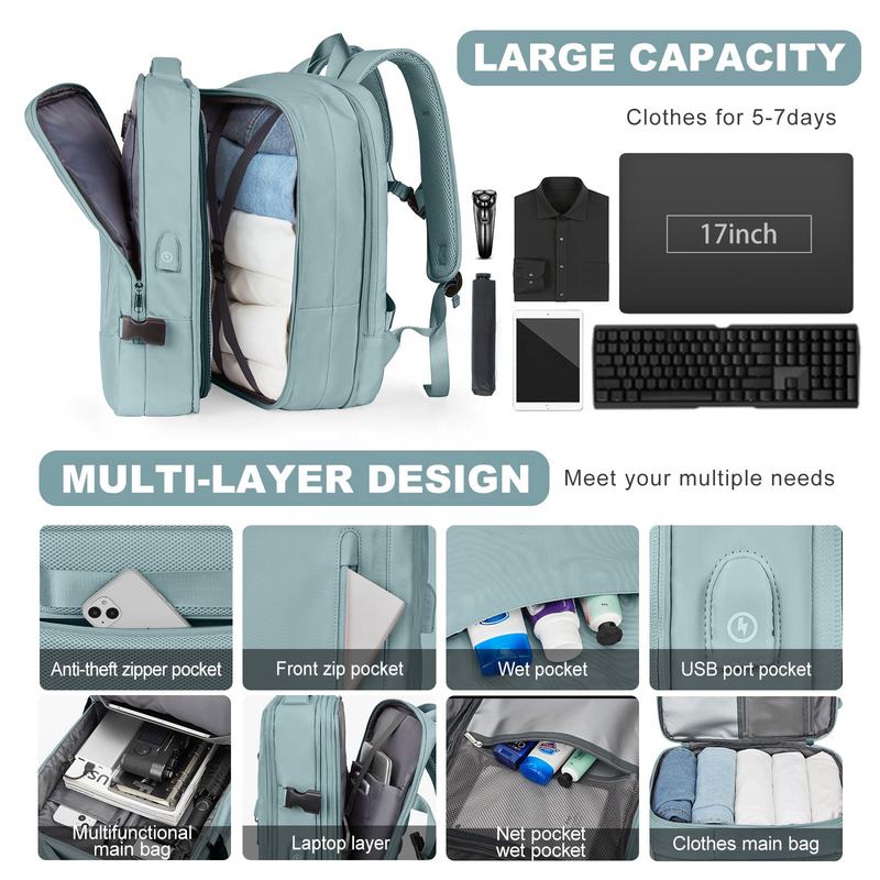 Water-Resistant Laptop Travel Backpack with USB Port