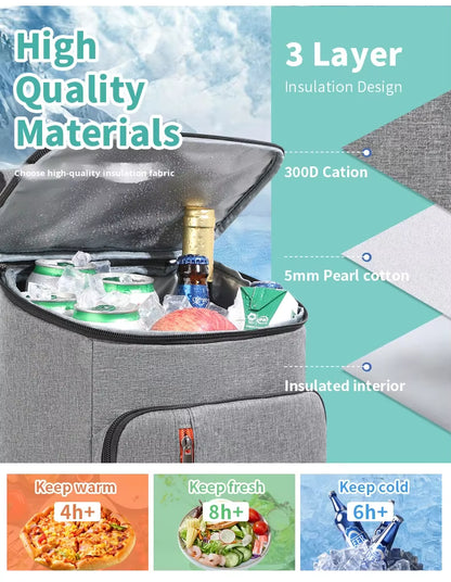 Large Capacity Insulated Backpack Food Storage Cool Bag
