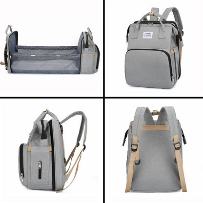 Fashion Baby Diaper Bag Bed Portable Foldable Multi-function Mummy Backpack