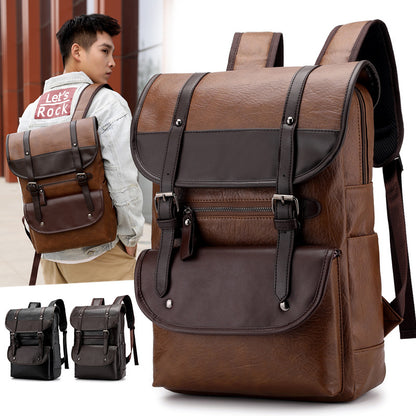Durable PU Laptop Backpack Waterproof College School Bag