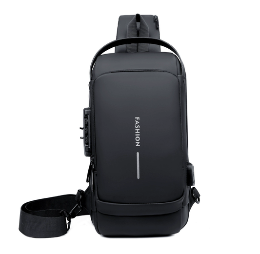 Waterproof Anti-theft Travel Motorcycle Chest Crossbody Shoulder Sling Bag with USB for Men