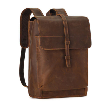 Vintage Genuine Crazy Horse Leather Laptop Backpack