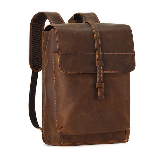 Vintage Genuine Crazy Horse Leather Laptop Backpack