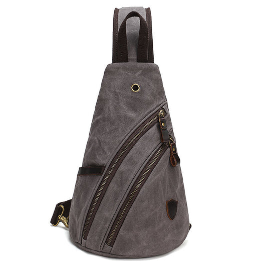 Retro Waxed Canvas Crossbody Sling Bag Waterproof Travel Hiking Chest Bag